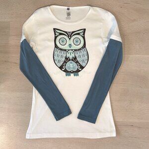 Green 3 organic cotton tee with owl print